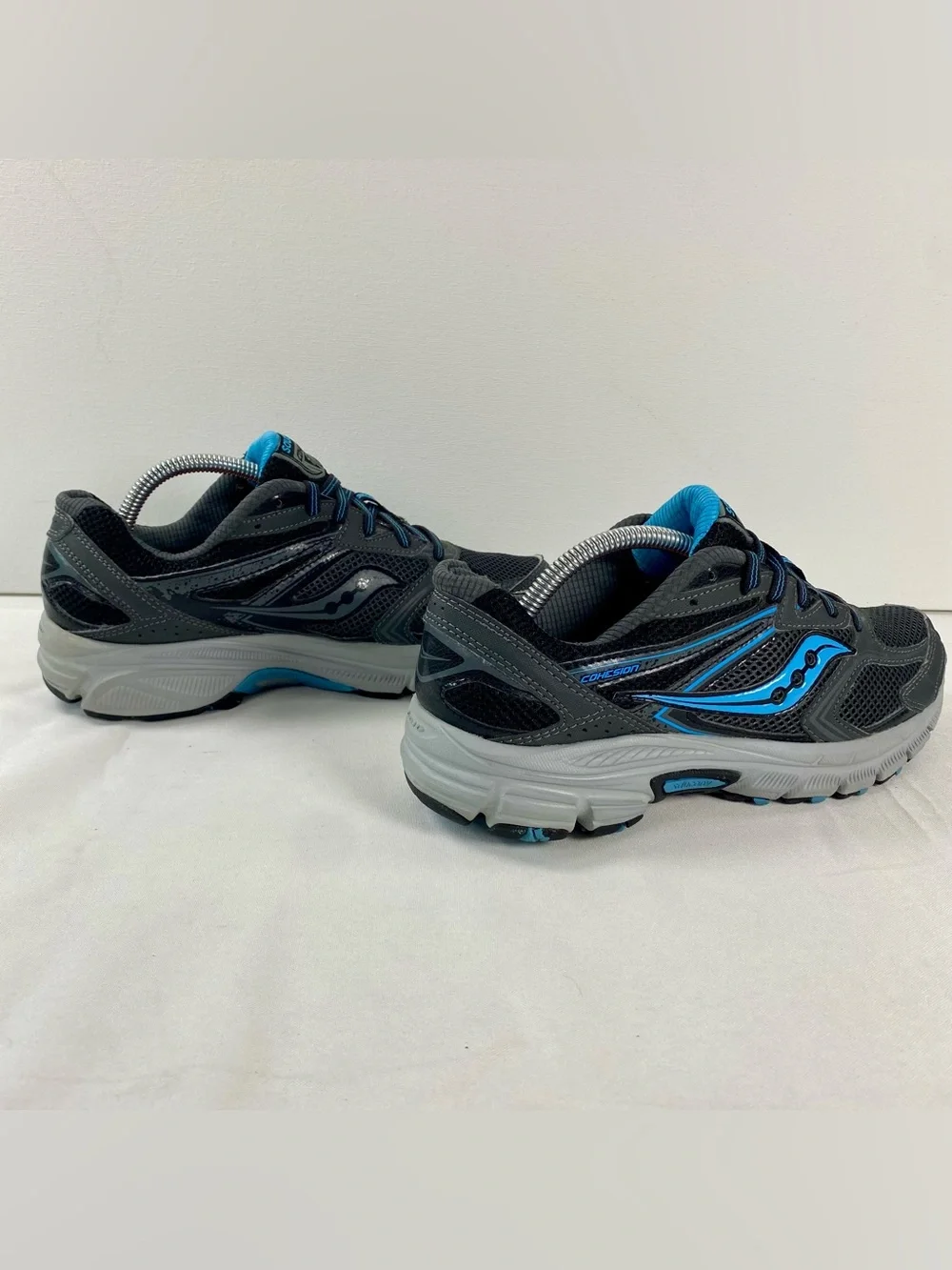 Saucony Cohesion 9 Womens 8 Black Gray Blue Running Shoes S15279-2 Sneakers